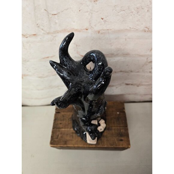 14" Black Spooky Ceramic Halloween Tree Figurine Skull Pumpkins Tombstone Decor - Picture 7 of 8